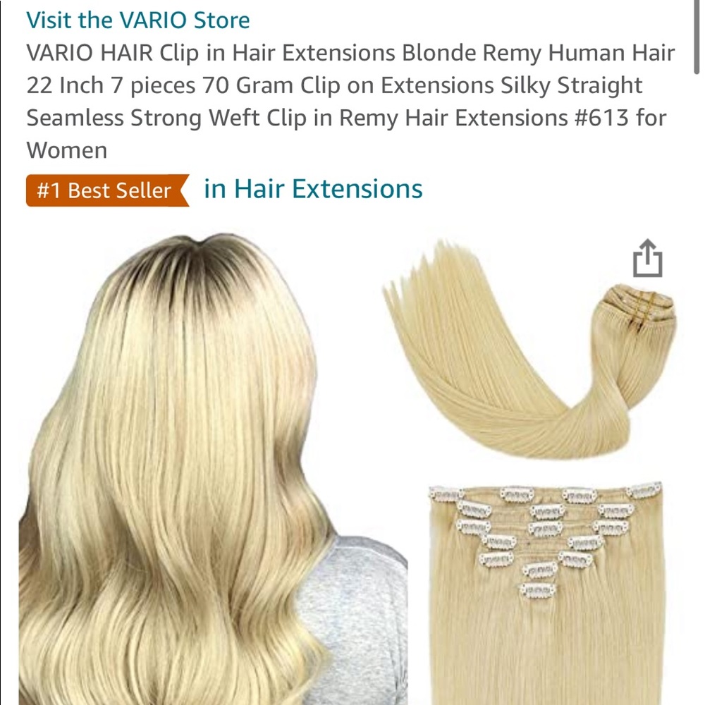 *2packs* Bleach blonde clip in remy human hair extensions.